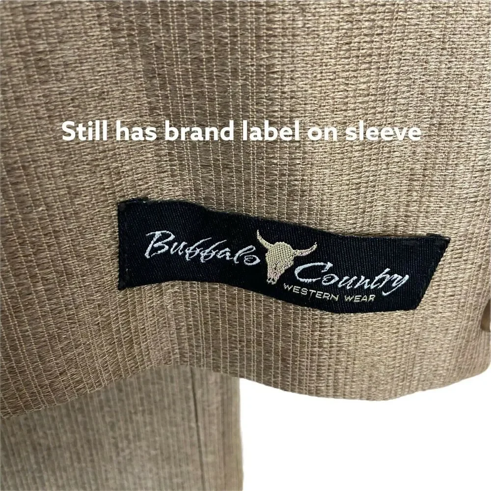 Western Sport Coat Buffalo Country Men's Tan Long Sleeves Button Front Sz 36